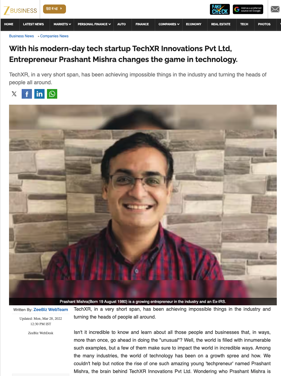 TechXR - AR/VR Company media feature 1